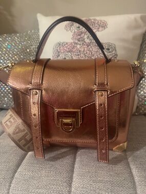 Michael Kors Metallic Rose Gold Top Handle Satchel